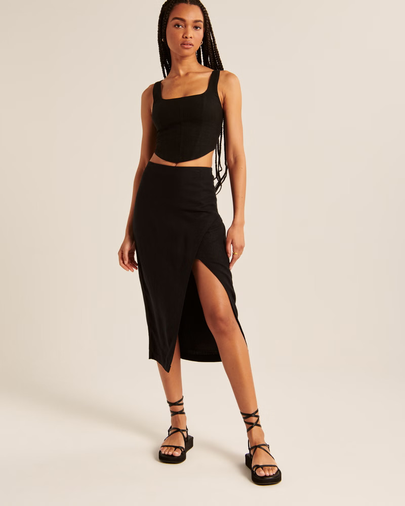 Women's Linen-Blend Corset Set Top | Women's The A&F Getaway Shop | Abercrombie.com | Abercrombie & Fitch (US)