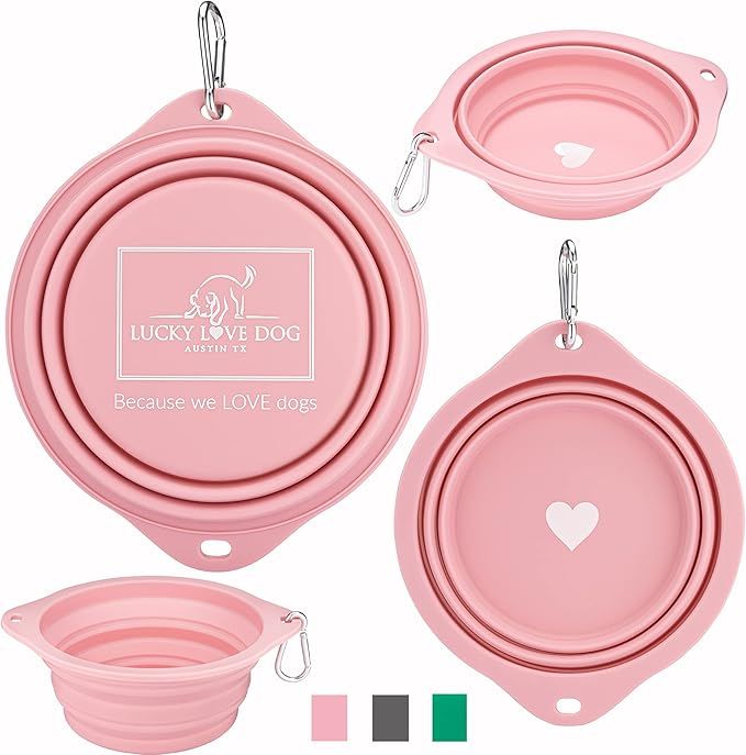 Amazon.com : Lucky Love Dog Travel Dog Bowl | Collapsible Compact Water Dog Dish - Rose : Pet Sup... | Amazon (US)