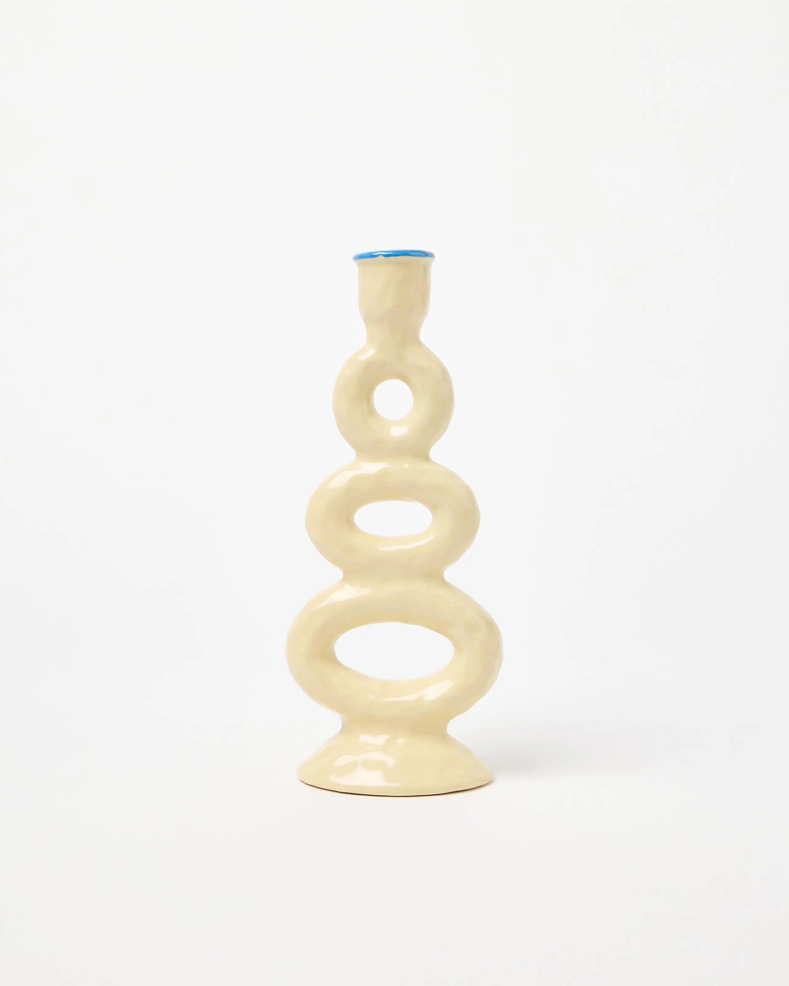 Triple Loop Cream Ceramic Candlestick holder | Oliver Bonas | Oliver Bonas (Global)