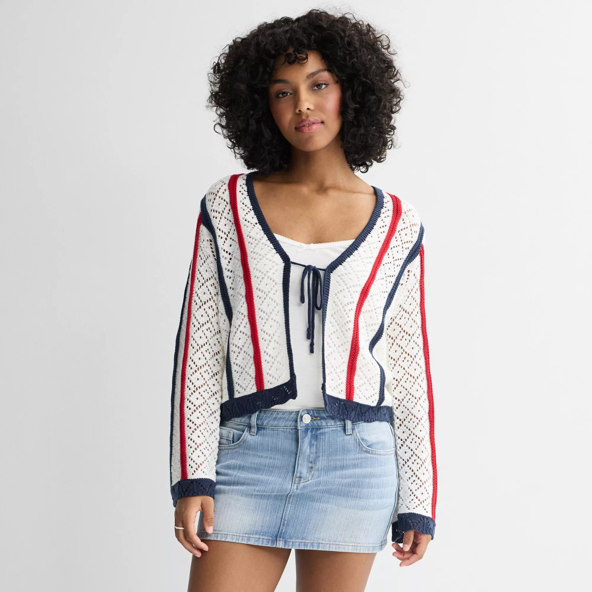 Women's Jollidays Americana Tie Front Cardigan Sweater | Kohl's
