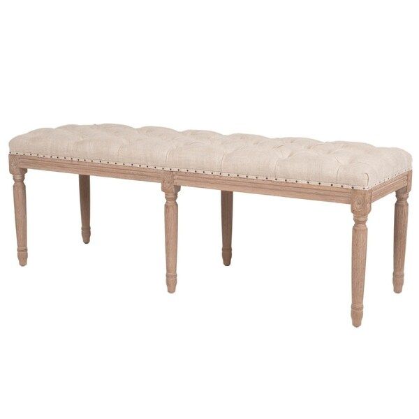 Lisa Natural Fabric Bench With Nailhead Trim | Bed Bath & Beyond