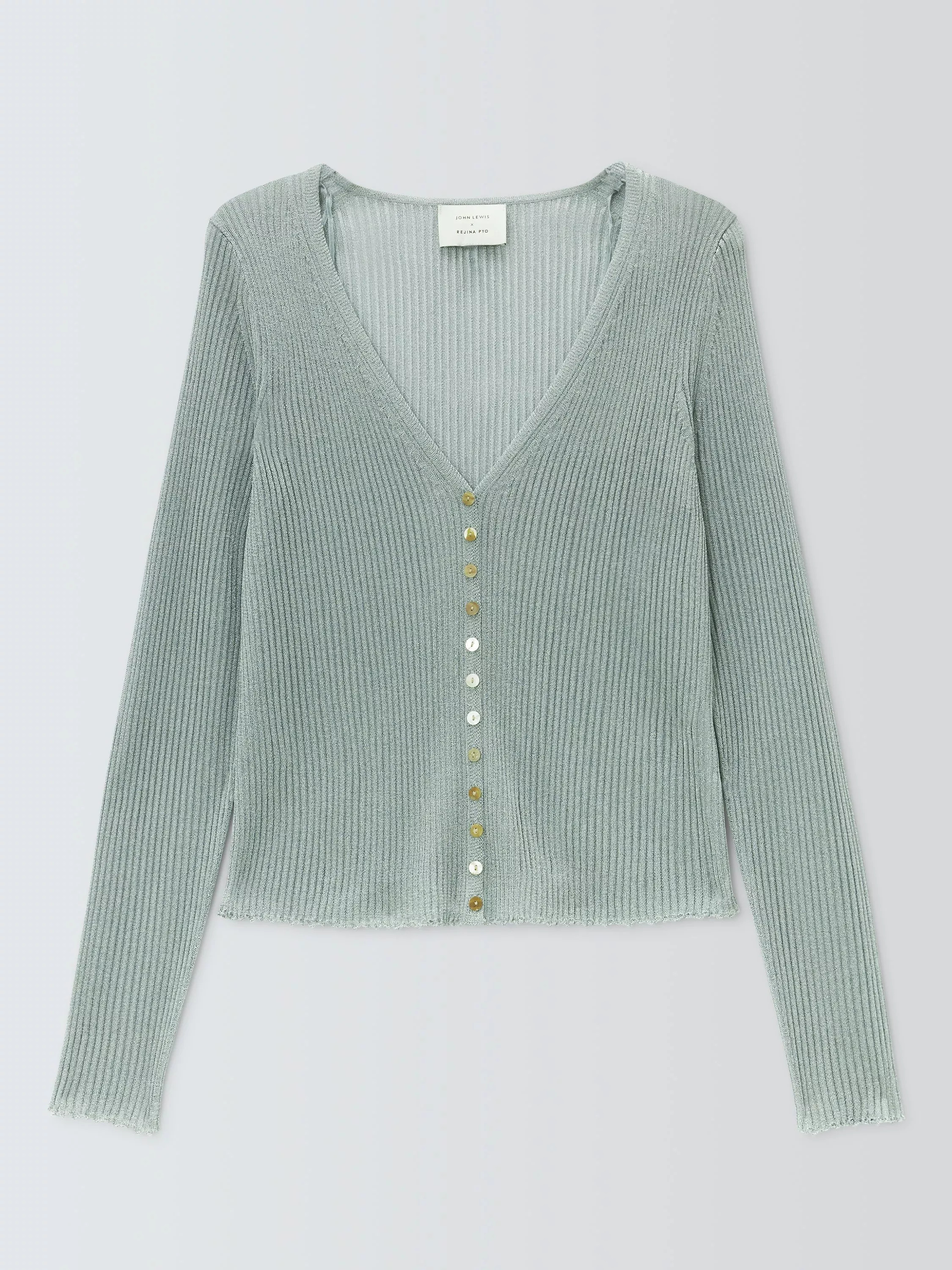 Metallic Rib Knit Cardigan, Silver Blue | John Lewis (UK)