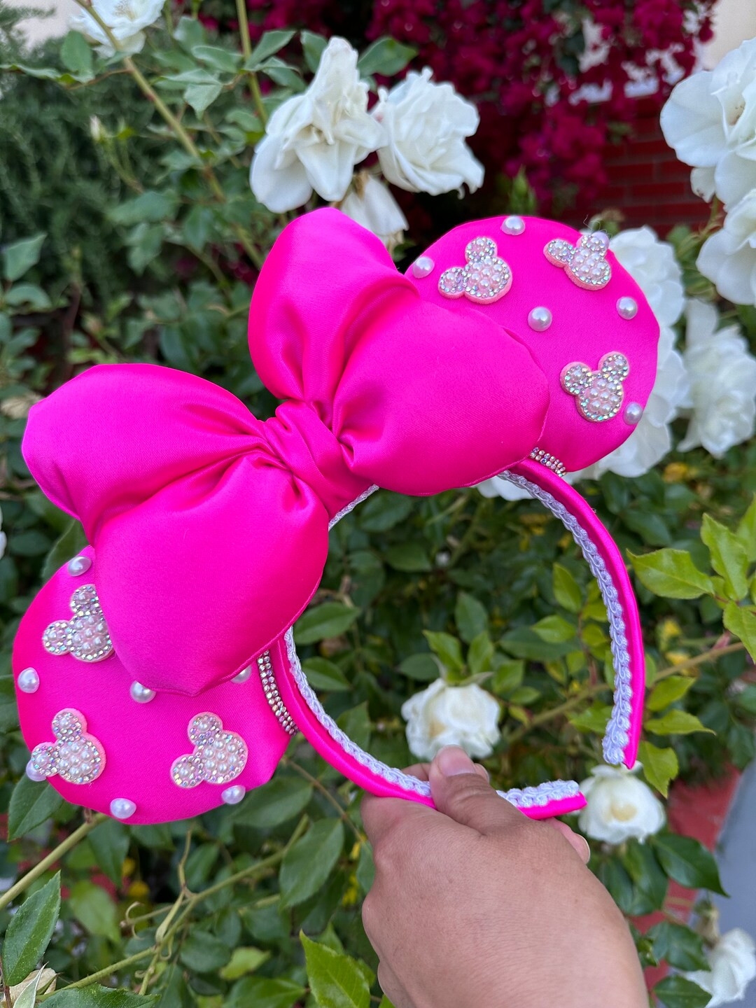 Hot Pink Satin Minnie Ears - Etsy | Etsy (US)