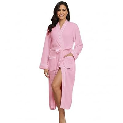 RONGTAI Womens Waffle Robe Waffle Long Sleeve Bathrobe with Belted and Pockets Light… | Amazon (US)