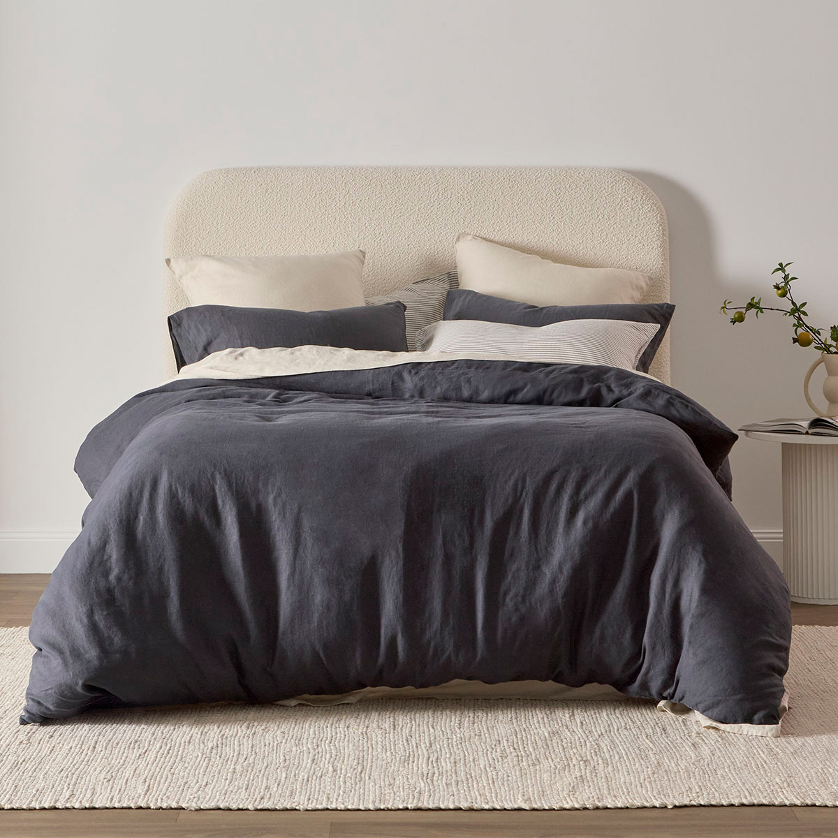 Washed Linen Charcoal Quilt Cover Set | Pillow Talk AU