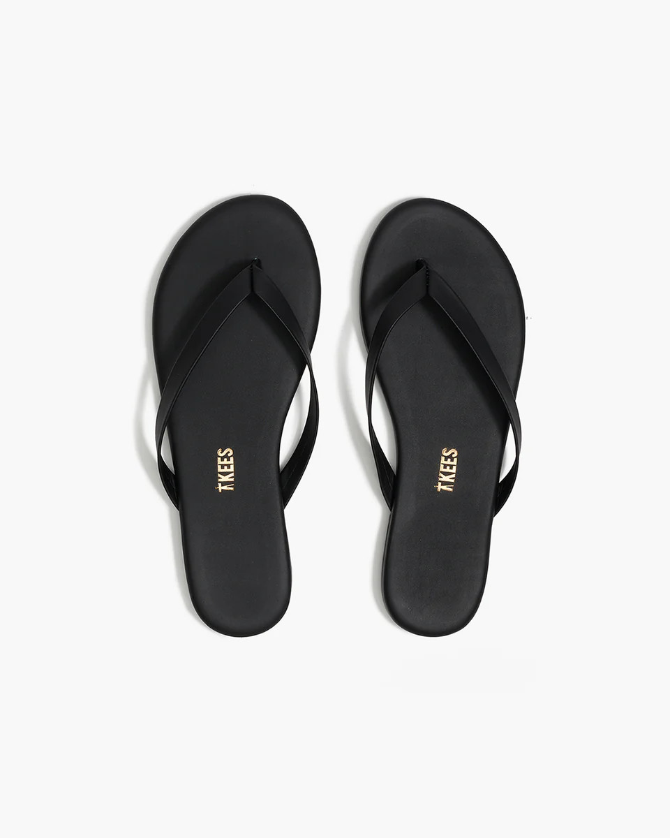TKEES Boyfriend Leather Flip Flops in Black | TKEES