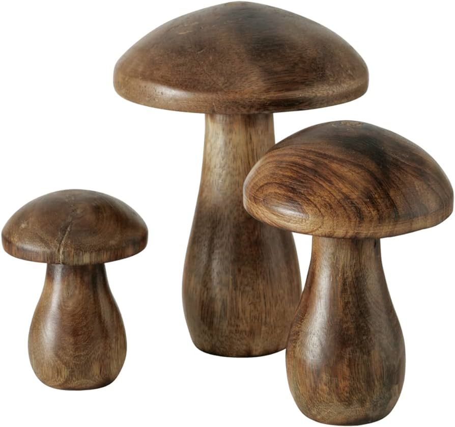 WHW Whole House Worlds Farmers Market Mushrooms, Set of 3, Decorative Figurines, Art, Dark Mango ... | Amazon (US)