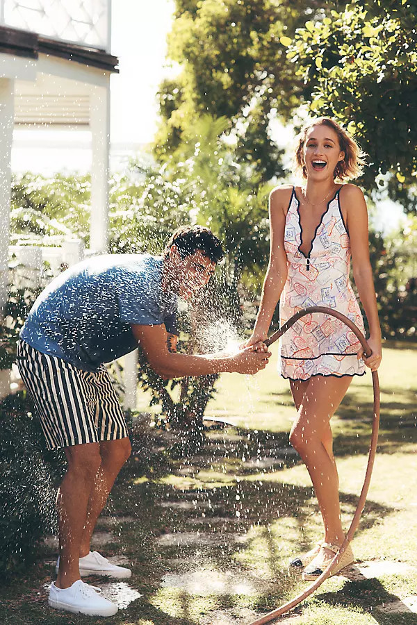 Printed Scallop Trim Mini Dress | Anthropologie (US)
