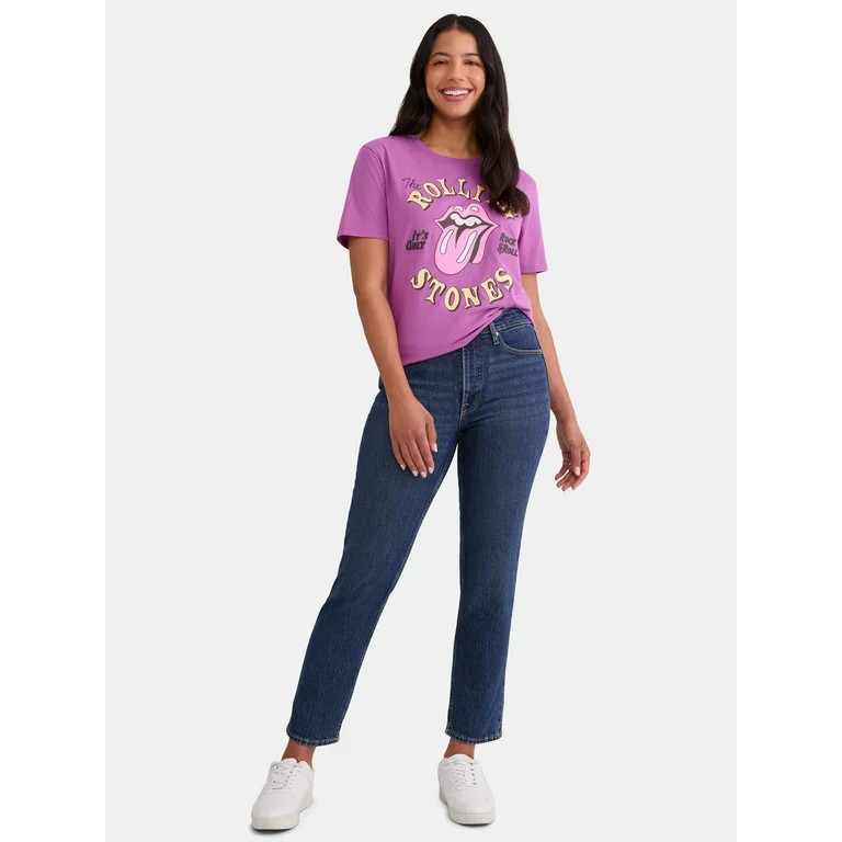 Time and Tru Women's Rolling Stones Only Rock and Roll Graphic Tee, Sizes XS-XXXL | Walmart (US)