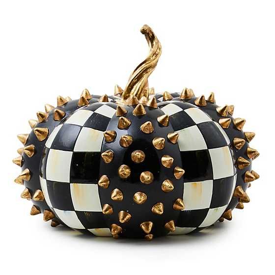 Courtly Check Squashed Gold Spikes Pumpkin | MacKenzie-Childs