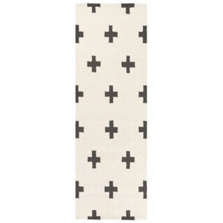 Hand-Tufted Pall Wool Rug (2'3" x 10' Runner - Cream/Black) | Bed Bath & Beyond