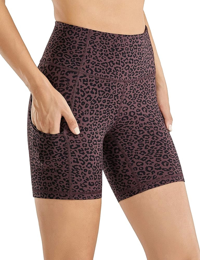 CRZ YOGA Women's Naked Feeling Light Running Shorts 6 Inches - High Waisted Gym Biker Compression... | Amazon (US)