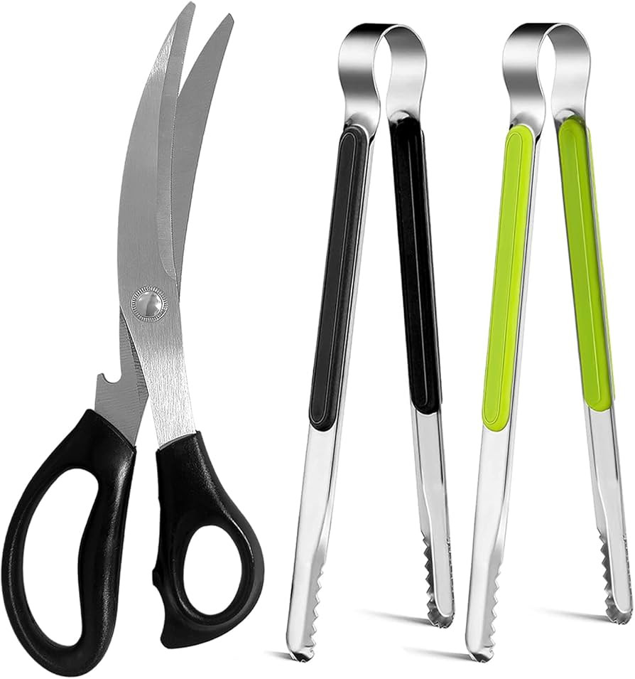 Kitchen Scissors. Korean Barbecue Scissors and Tongs Set, Kitchen Shears and Tongs for Cutting Me... | Amazon (US)