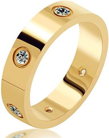 Joanana Love Rings 18K Gold Plated with Cubic Zirconia Stones Stainless Steel Promise Ring Weddin... | Amazon (US)