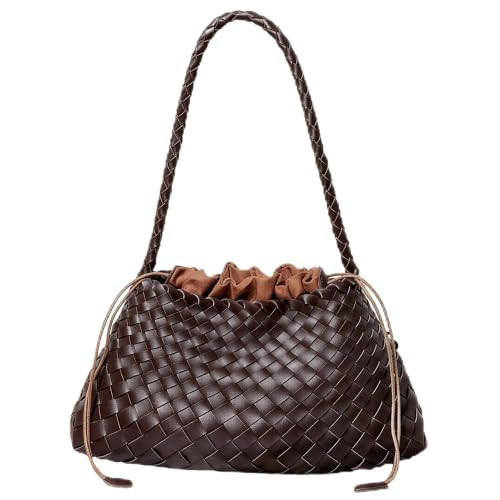 Woven Hobo Bag Soft Suede & Vegan Leather Shoulder Bag Trendy Woven Tote Bag Vintage Underarm Purse Retro Clutch Handbag (Coffee) | Amazon (US)