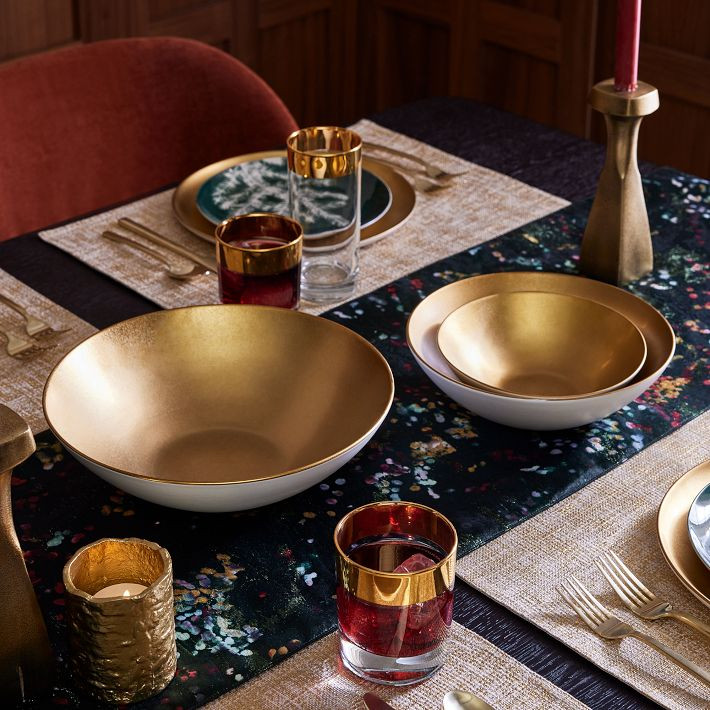 Pure Metallic Stoneware Serve Bowls (Set of 3) | West Elm (US)