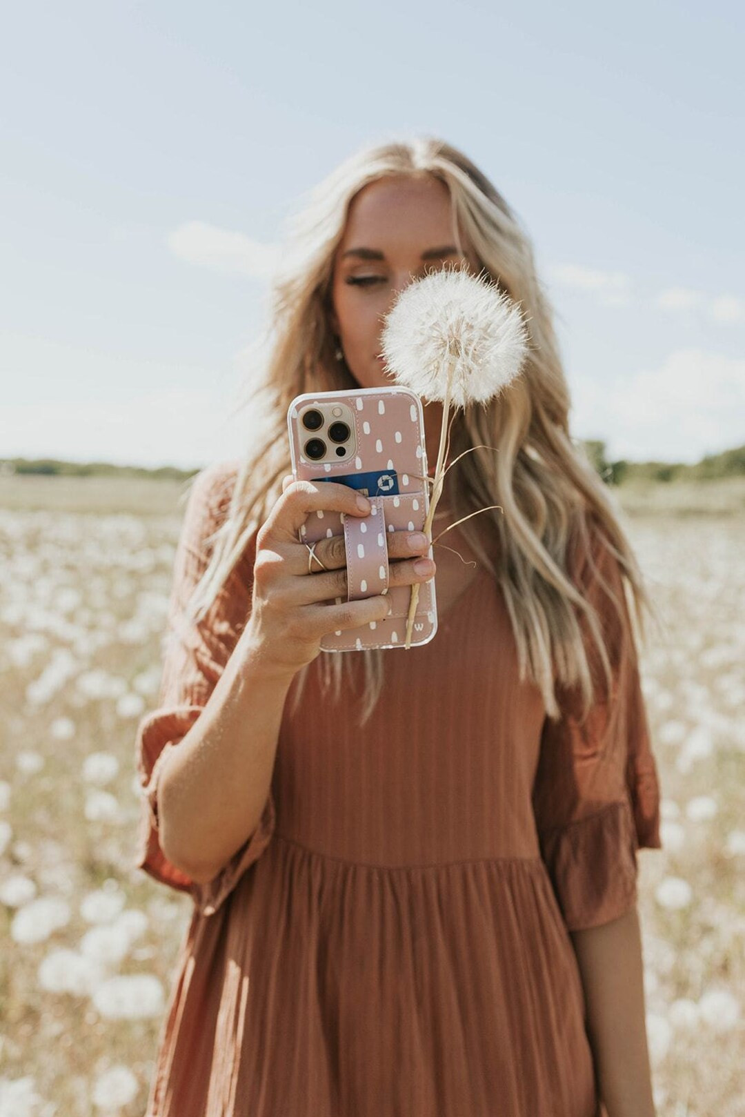 Summer Rain - Cute iPhone Case with Card Holder, Finger Loop, Vegan Leather, Kickstand | Walli Ca... | Etsy (US)