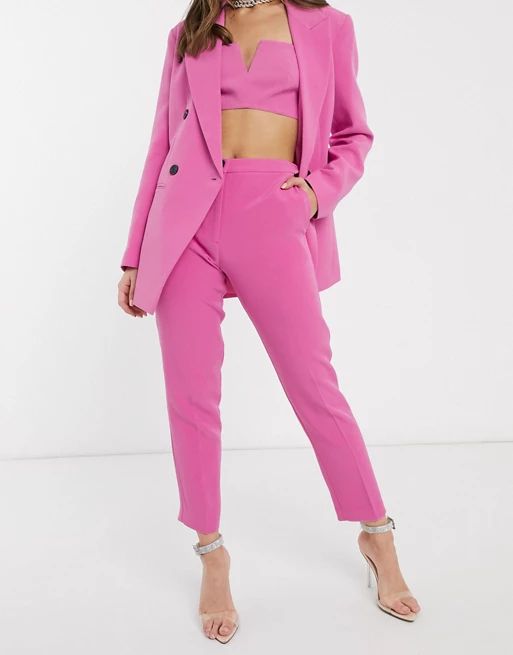 ASOS DESIGN pop slim suit trousers in pink | ASOS UK