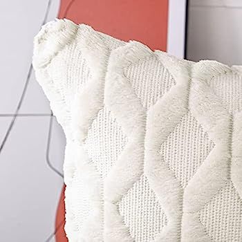MADIZZ Set of 2 Soft Plush Short Wool Velvet Decorative Throw Pillow Covers 18x18 inch Beige Squa... | Amazon (US)