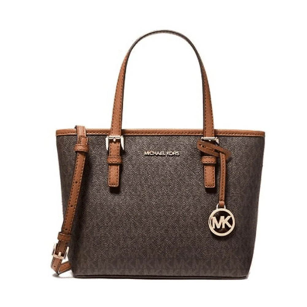Michael Kors Women's Logo Print Canvas Top Zip Tote Bag Convertible Carryall | Walmart (US)