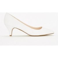 White Kitten Heel Court Shoes, White | Evans (UK)