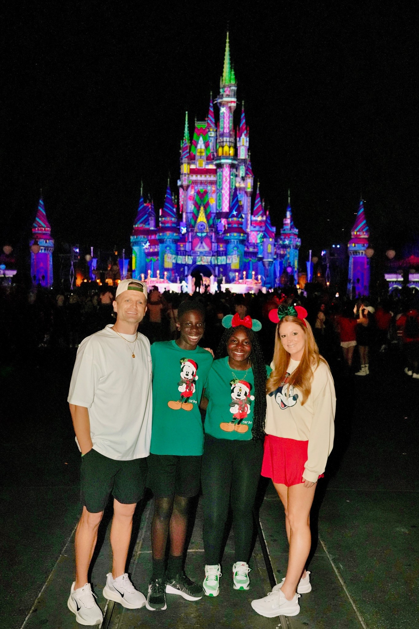 Disney World holiday outfits for the Christmas Mickey Party at Magic Kingdom!

Old navy sweatshirt: L
Skort: M
Old navy Mickey shirt: Israel is in XS, joelle in M
Jared: wearing a L in the ASOS ratatouille shirt. It's a boxy, oversized fit that runs large


Jared and I both agree that our Nike Vomero sneakers were the most comfortable walking shoes this trip! Wearing our normal size!

#LTKTravel #LTKSeasonal #LTKHoliday