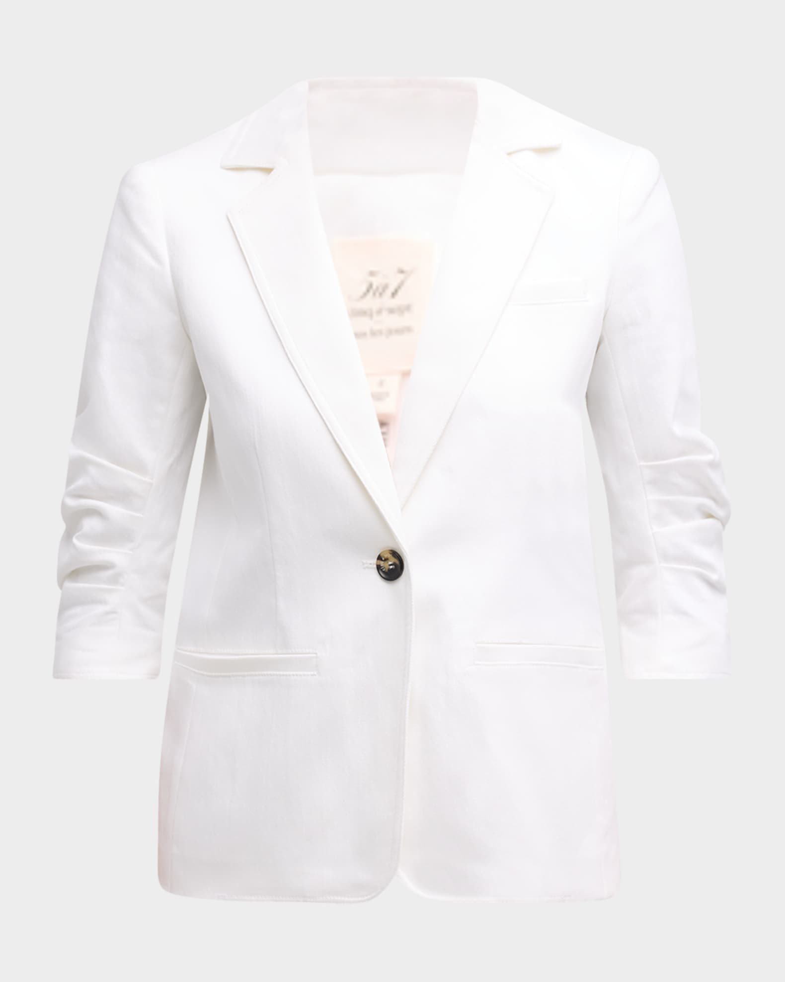cinq a sept Khloe 3/4-Sleeve White Denim Blazer | Neiman Marcus