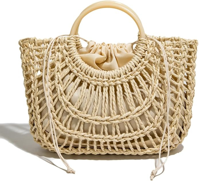 Bohemia Crochet Summer Beach Bag Women Basket Crossbody Purse Underarm Shoulder Bags Top-handle T... | Amazon (US)