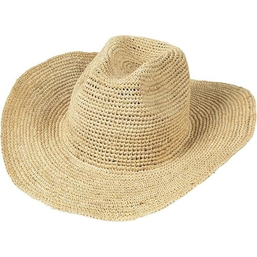 Dinntty Straw Panama Hat Classic Western Cowboy Hat Hand-crocheted Straw Wide Brim Beach Sun Hat for Summer Outdoor | Amazon (UK)