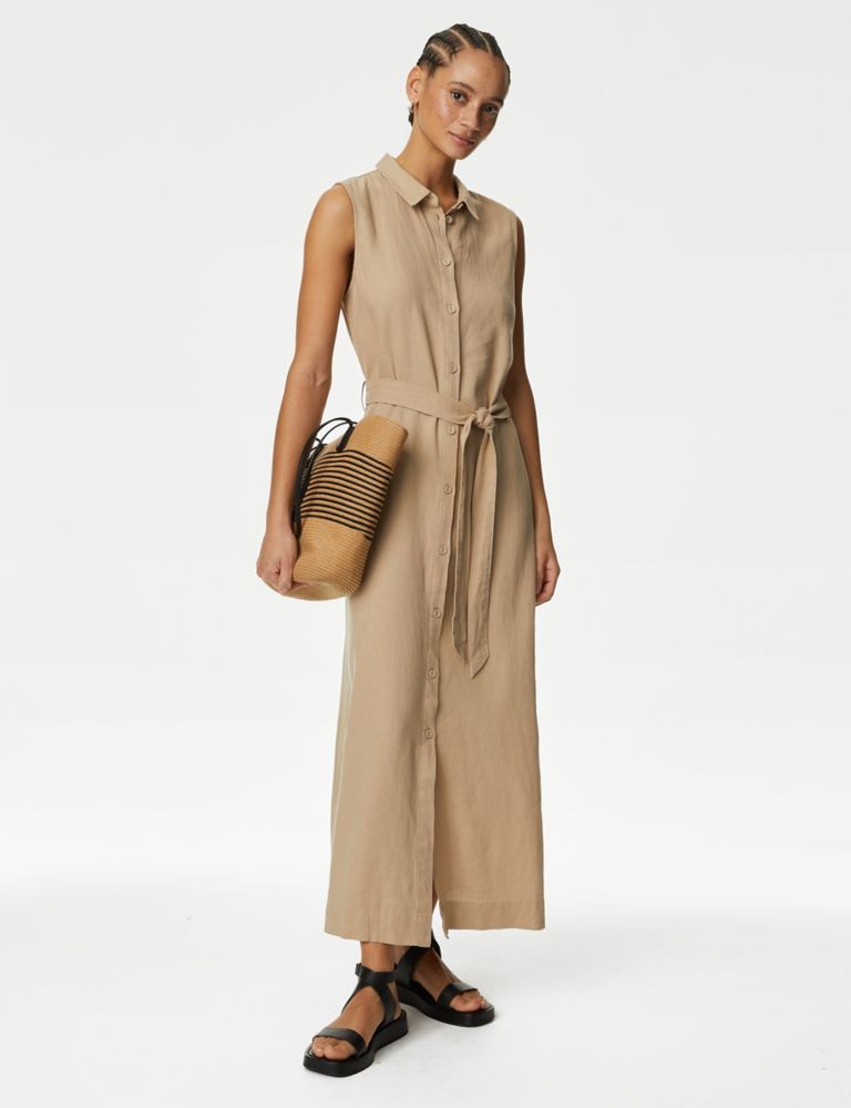 Linen Rich Button Through Midi Shirt Dress | Marks & Spencer (UK)