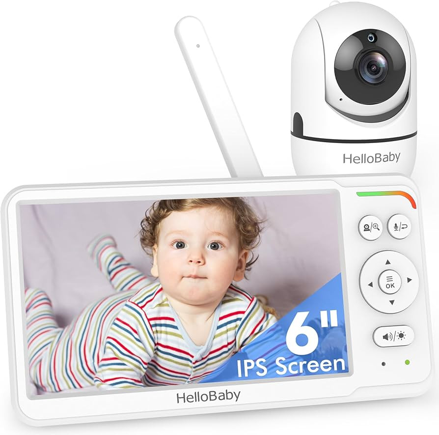 HelloBaby Baby Monitor with 6" World First IPS Screen 30-Hrs Battery, Remote Pan/Tilt/Zoom Camera, No WiFi Video Baby Monitor Camera and Audio, ECO, VOX, 2-Way Talk, Night Vision, 1000ft, Portable | Amazon (US)