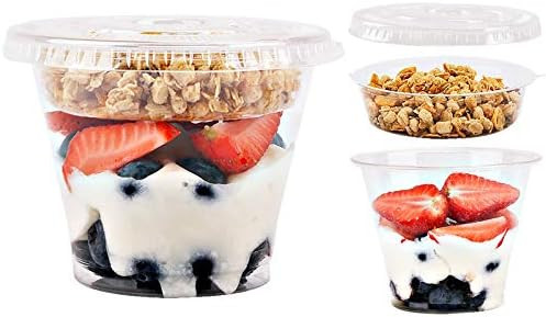 Aatriet 9 oz Clear Plastic Parfait Cups with Insert 3.25oz & Flat Lids No Hole - (50 Sets) Yogurt... | Amazon (US)