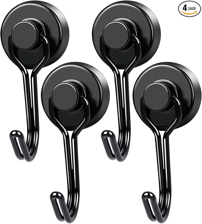 MIKEDE Magnetic Hooks, 40Lbs Heavy Duty Neodymium Magnet Hooks Black Magnetic Swivel Hooks for Ha... | Amazon (US)