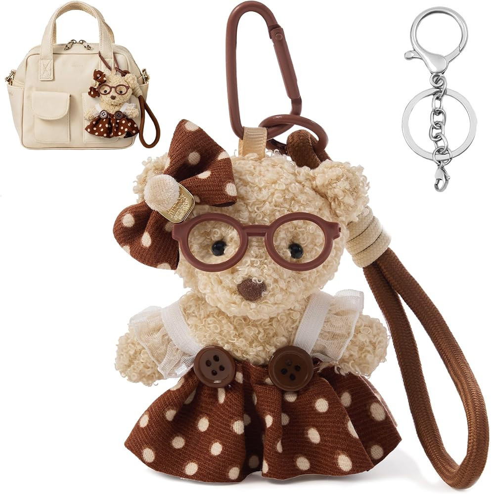 Teddy Bear&Bunny Bag Charms, Plush Keychain for Purse and Backpack | Amazon (US)