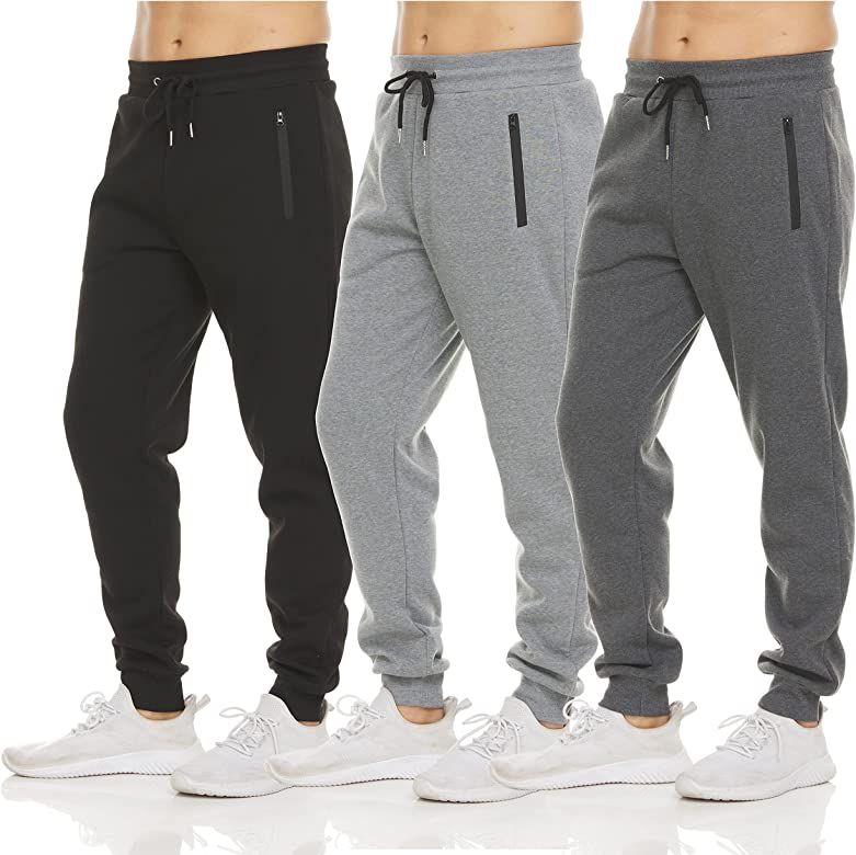 PURE CHAMP Mens 3 Pack Fleece Active Athletic Workout Jogger Sweatpants for Men with Zipper Pocke... | Amazon (US)