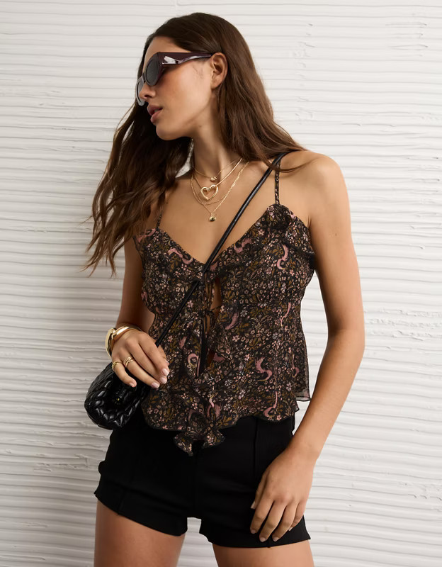 New + Online Exclusive
AE Ruffle Tie-Front Cami Top
 | American Eagle Outfitters (US & CA)