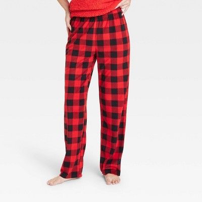 Women's Buffalo Check Fleece Matching Family Pajama Pants - Wondershop™ Red | Target