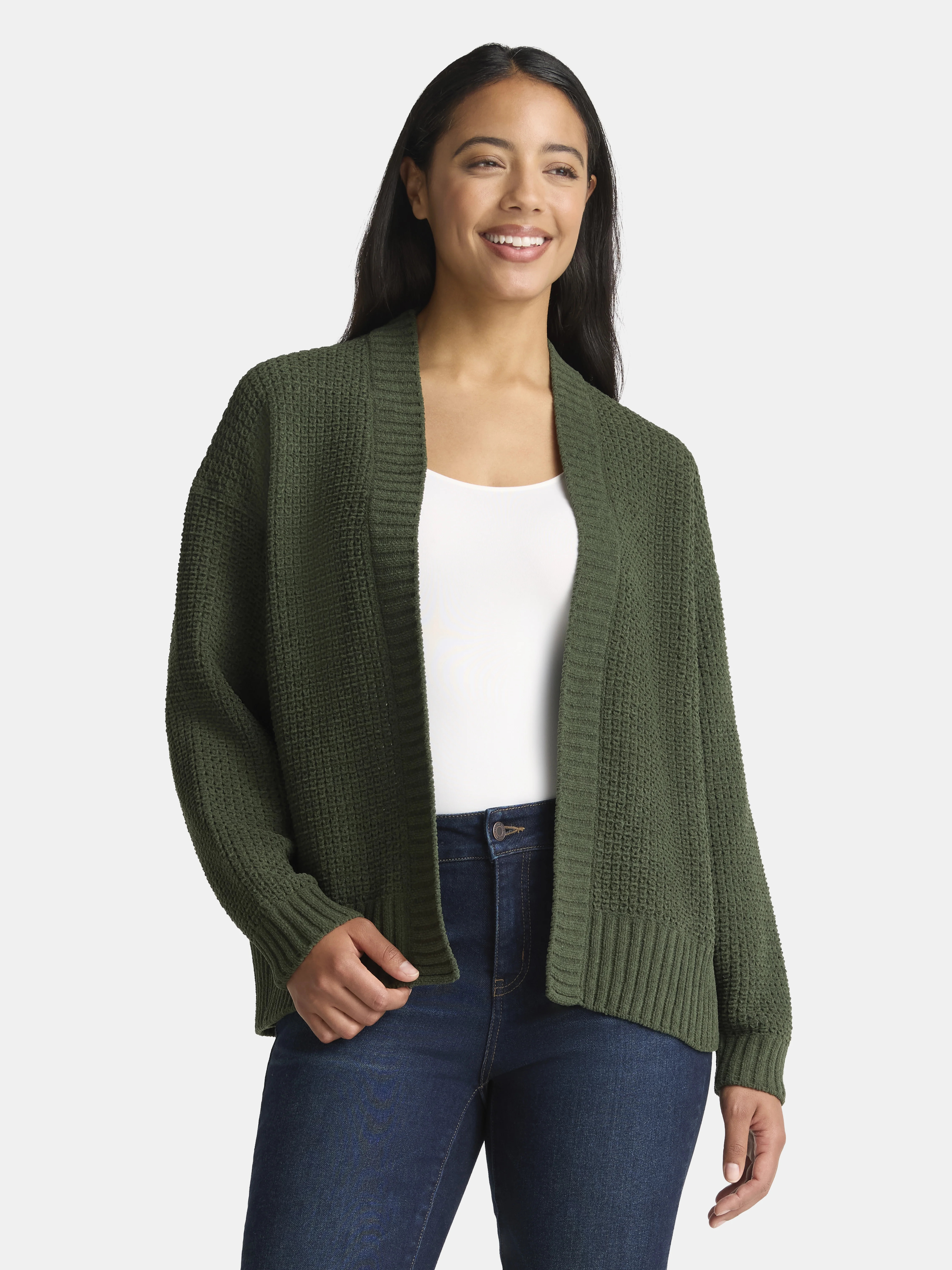Time and Tru Women's Chenille Cardigan Sweater, Midweight, Sizes XS-XXXL | Walmart (US)