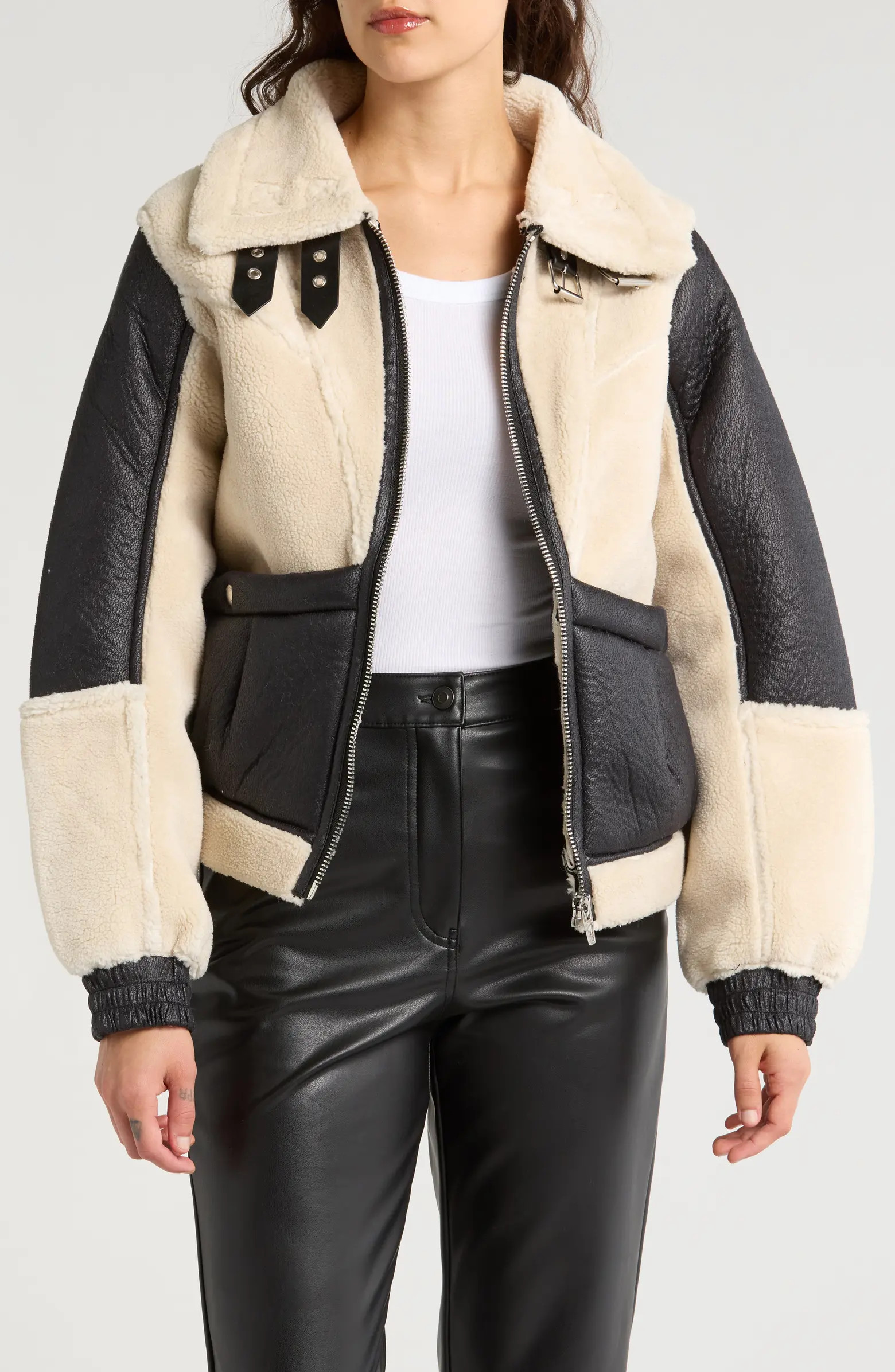 BLANKNYC Blaze Out Bonded Faux Shearling & Faux Leather Jacket | Nordstromrack | Nordstrom Rack