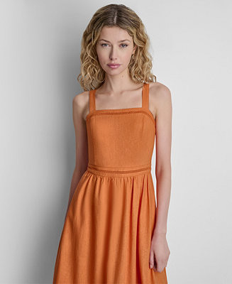 DKNY Women's Sleeveless Straight Neck Loop Lace Dress - Macy's | Macy's