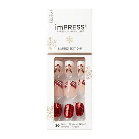 imPRESS Press-On Manicure Holiday Limited Edition Fake Nails ‘Cozy Night’ 30 Count | Walmart (US)