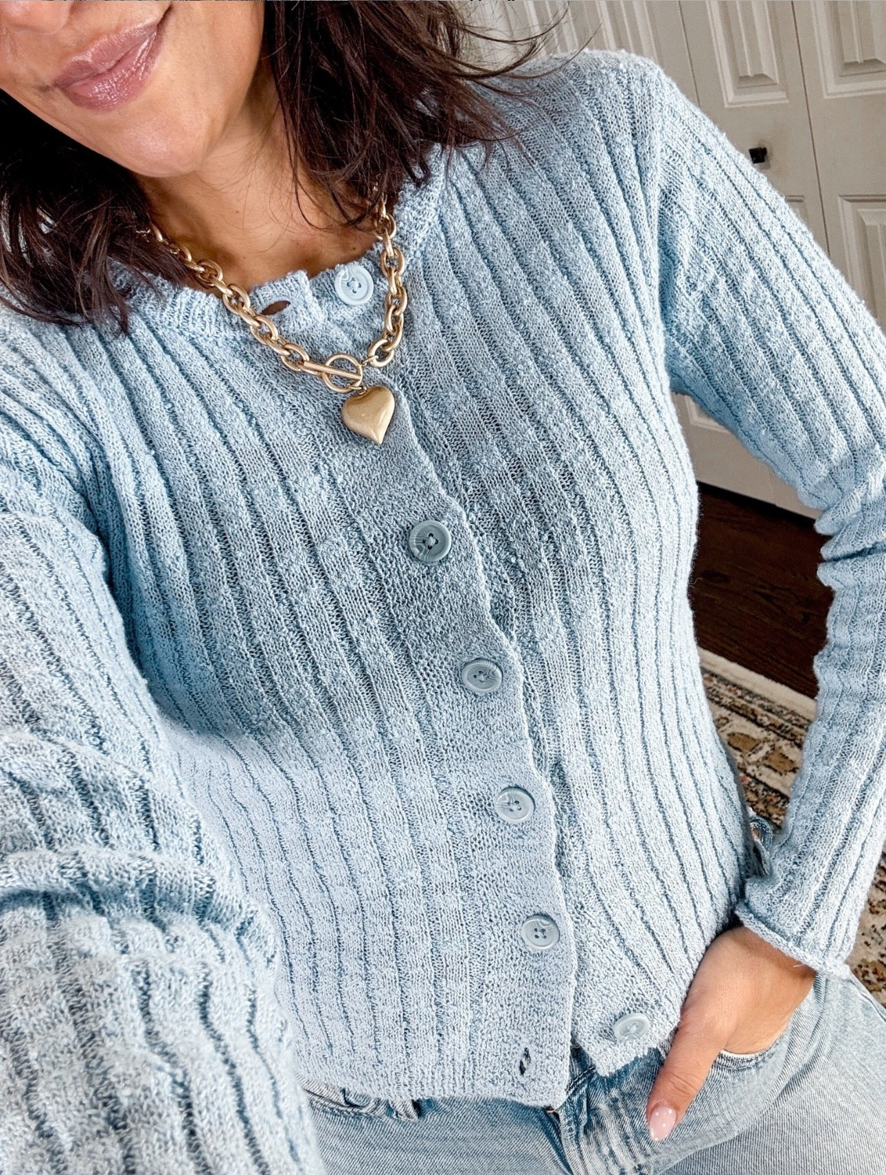 Target tops on sale 
Light blue spring cardigan 

#LTKspring #LTKSpringSale #LTKOver40