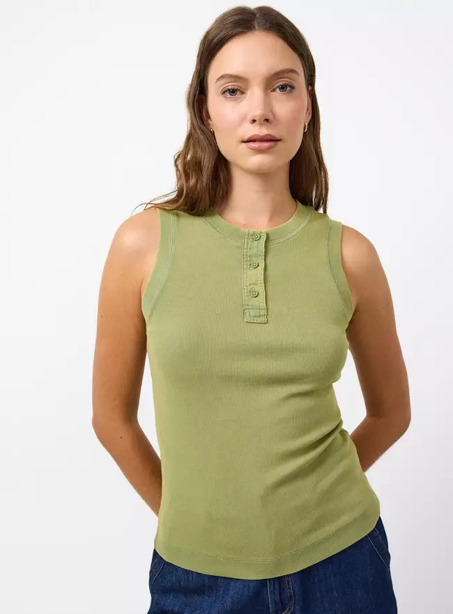 Buy Green Ribbed Placket Detail Vest 18 | Camisoles and vests | Tu | Tu Clothing