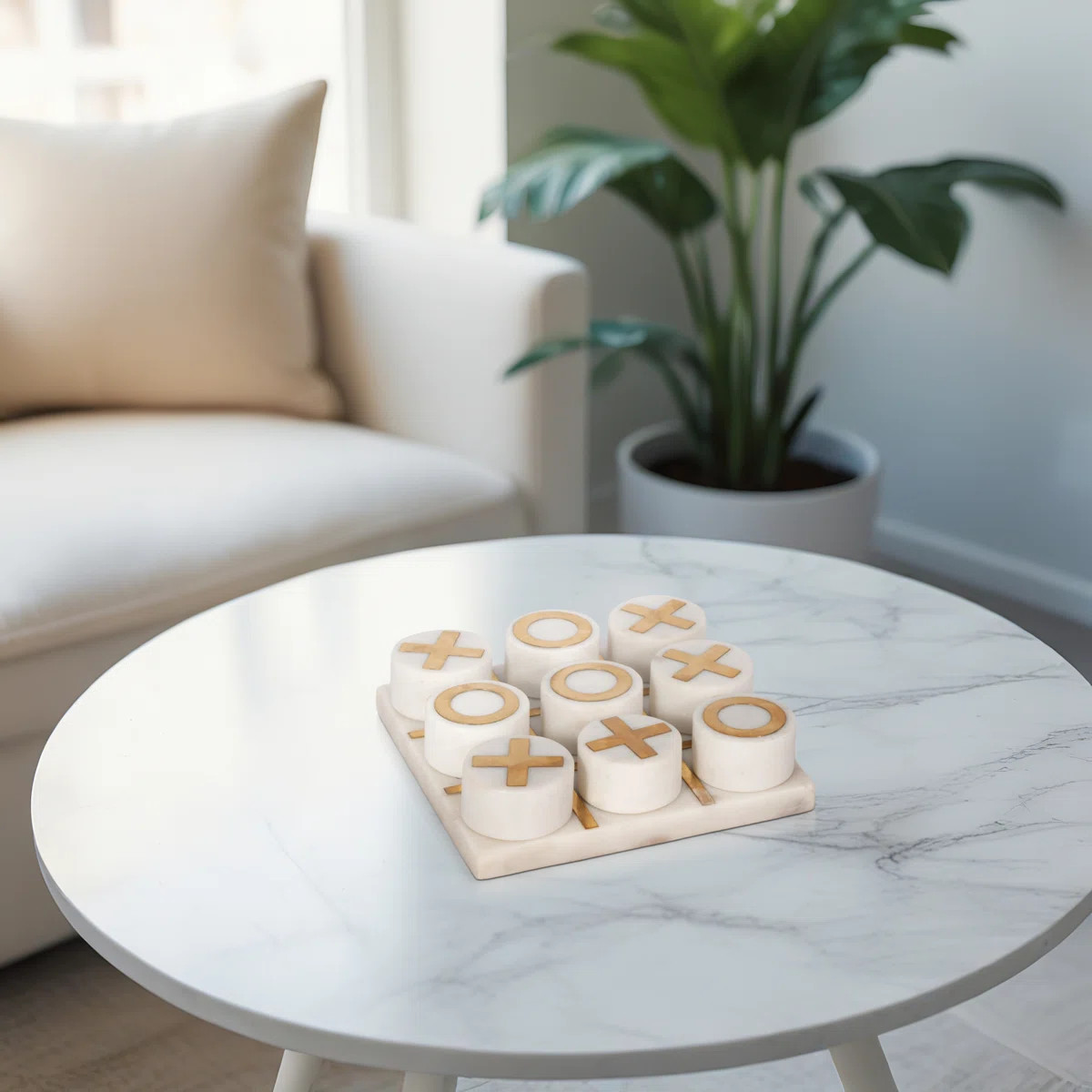 Decorative Tic Tac Toe Game Contemporary Stylish and Gold Marble Family Game Night | Wayfair North America