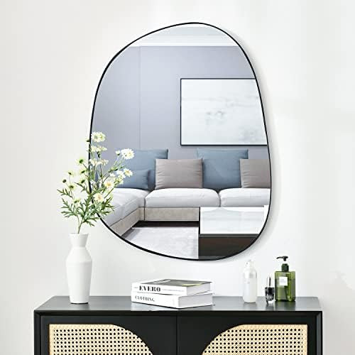 ELEHUME Asymmetrical Wall Mirror for Decor 23"*30", Modern Black Framed Wall Mirror for Living Room  | Amazon (US)