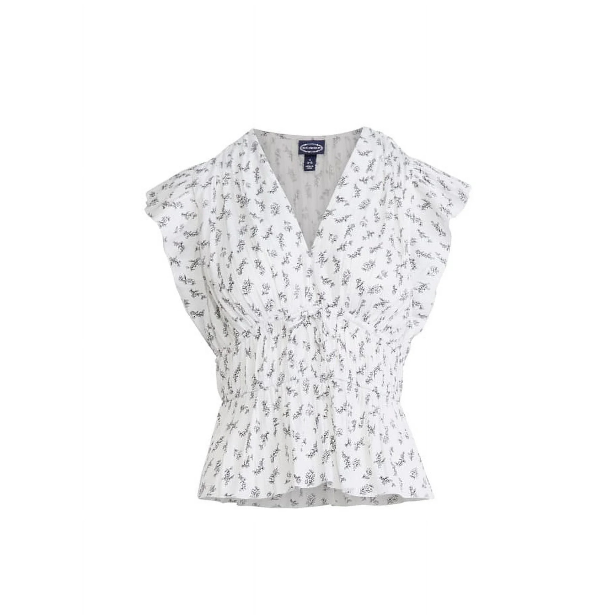 Scoop Women's V Neck Satin Top with Flutter Sleeves, Sizes XS-4X | Walmart (US)