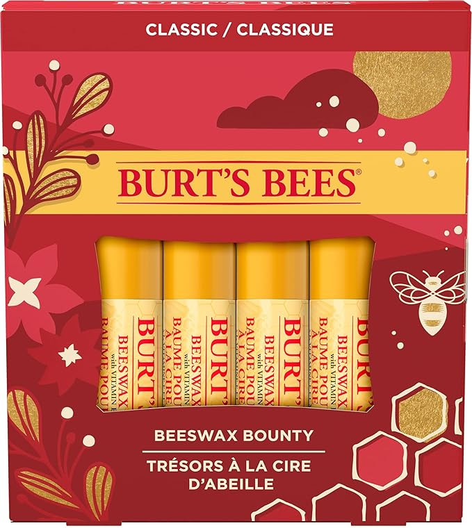 Burts Bees Holiday Gift, 4 Lip Balms Stocking Stuffer, Beeswax Bounty Classic Set - Beeswax Moist... | Amazon (US)