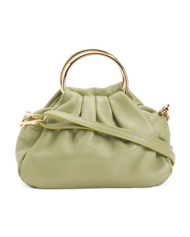 Made In Italy Leather Gold Ring Mini Satchel | TJ Maxx