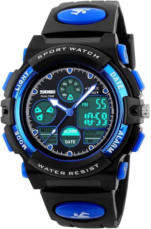 eYotto Kids Sports Watch Waterproof Boys Multi-Function Analog Digital Wristwatch LED Alarm Stopw... | Amazon (US)
