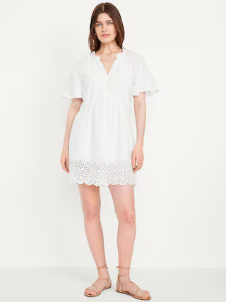 Split-Neck Mini Swing Dress | Old Navy (US)